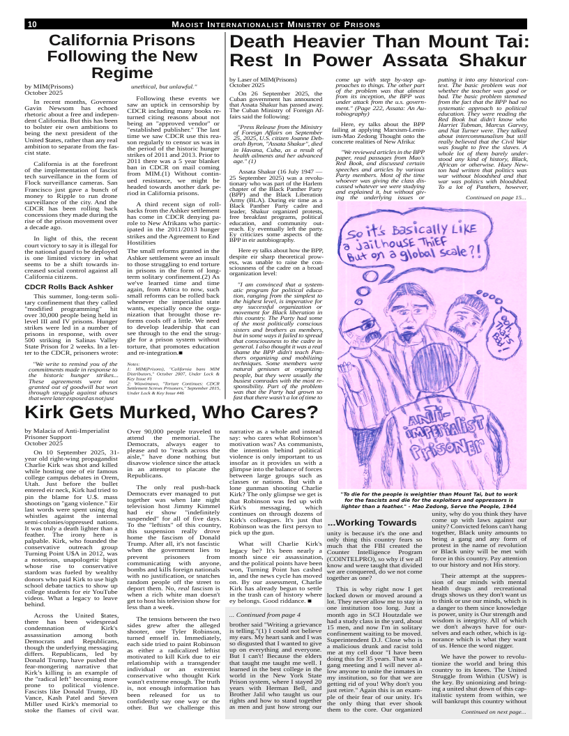 California Prisons Death Heavier Than Mount Tai: Following the New |Rest In Power Assata Shakur  ot Basically Like S e &5 ’c}\hg“;\ih\ sale?!  Kirk GI;tsl Murked, Who Cares?  